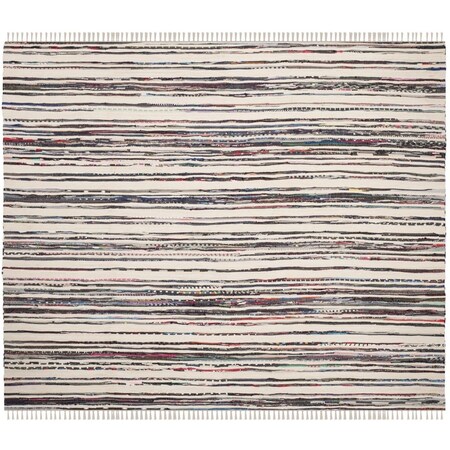 Safavieh 4 x 4 ft. Rag Hand Woven Rug Square - Ivory & Charcoal RAR126Q-4SQ